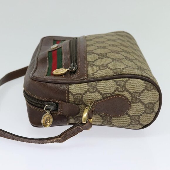 GUCCI GG Supreme Web Sherry Line Shoulder Bag PVC Beige Gold Auth - Picture 5 of 16